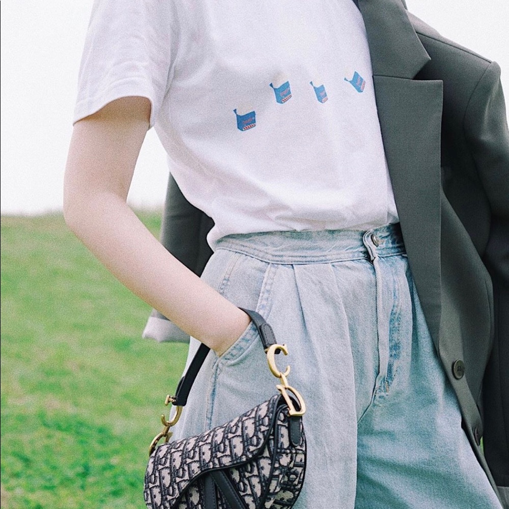 Cute Design Oversize Look T Shirt Blue